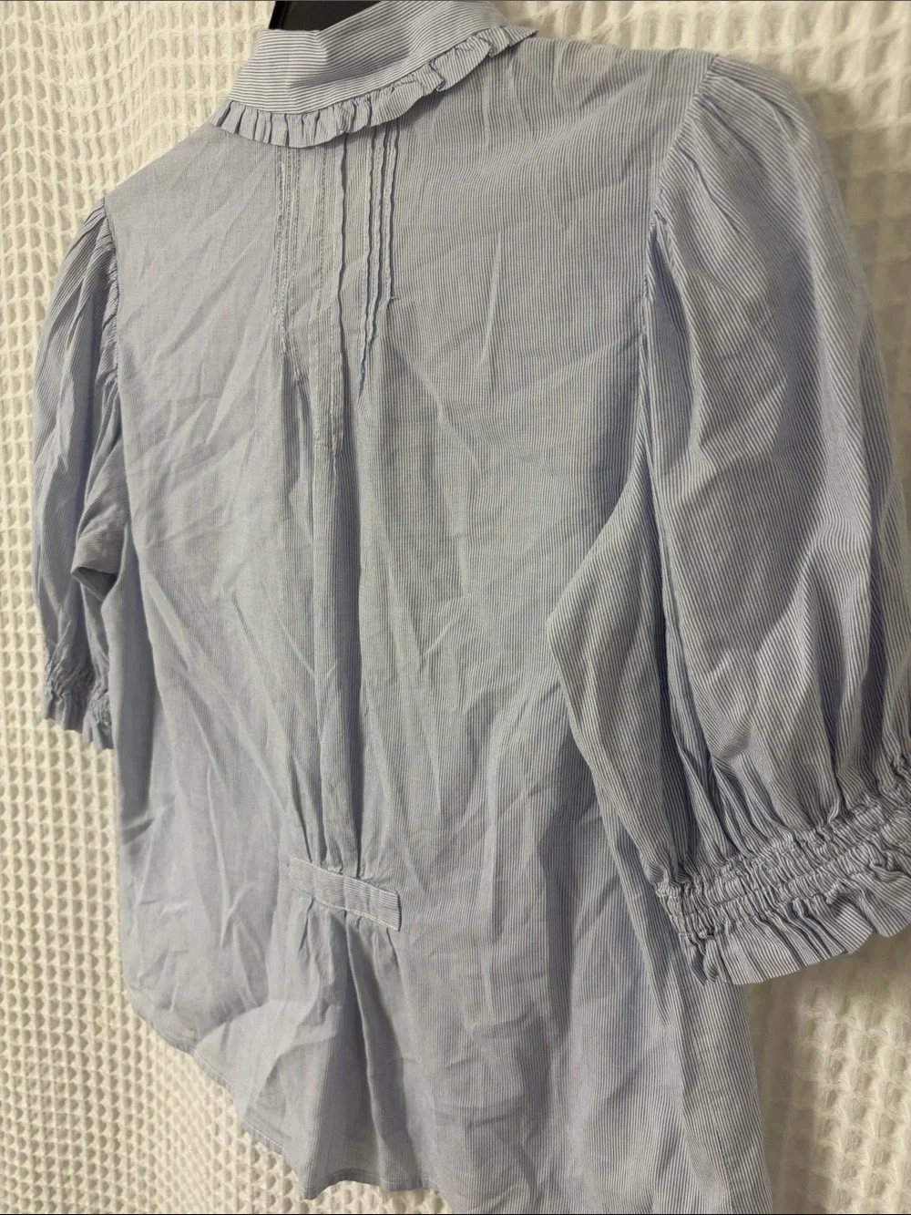 Trovata Birds of Paradis Ruffle Collar Pinstripe Micro Stripe Gemma Blouse XS - Picture 6 of 6